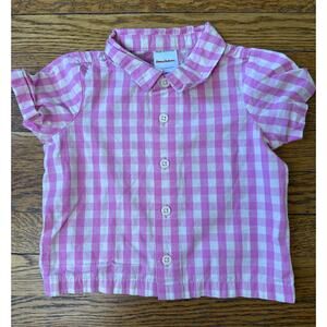 Hanna Andersson Pink Checked Button Down Size 6-12m